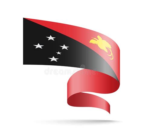 Papua New Guinea Flag In The Form Of Wave Ribbon Stock Illustration