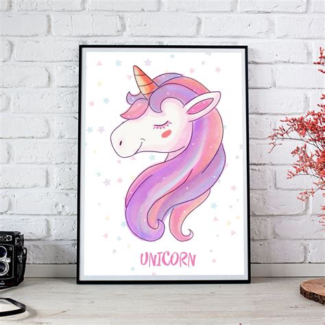 Unicorn Print Unicorn Poster Girls Nursery Wall Art Girls Etsy