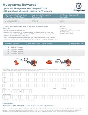 Fillable Online Husqvarna Rewards Fax Email Print PdfFiller