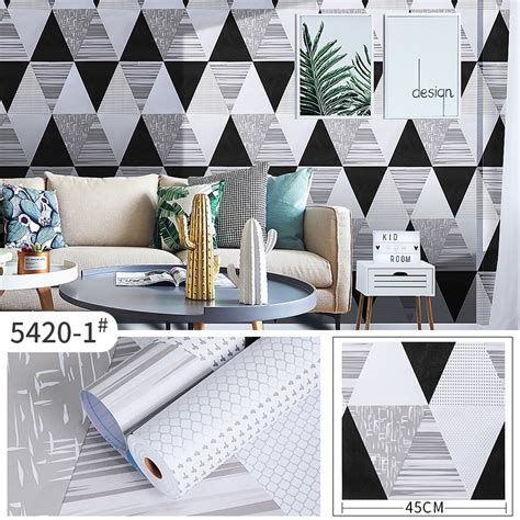 Jual Wallpaper Dinding Segitiga Abu Geometris M S D M X Cm