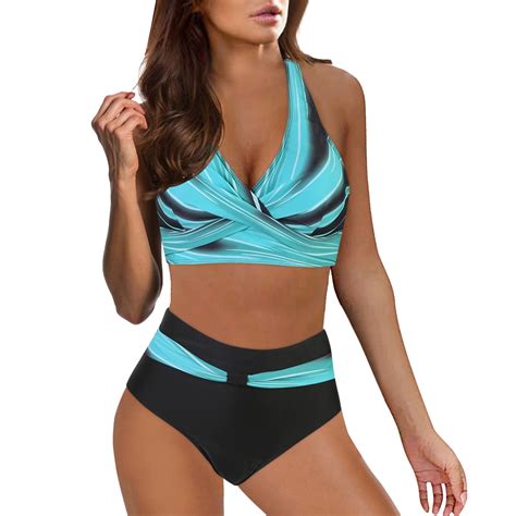 Women High Waisted Bikini Sexy Push Up Two Piece Swimsuits Vintage