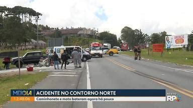 Meio Dia Paraná Curitiba Caminhonete e carro batem no Contorno