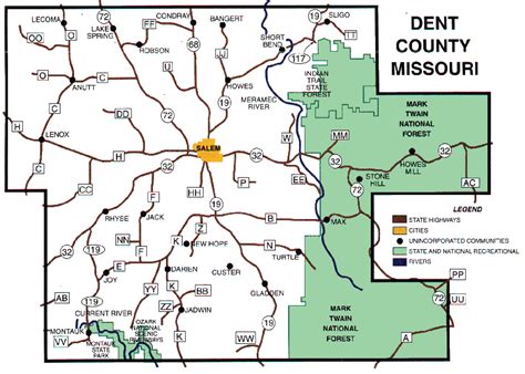 County Map - Dent Co. Missouri