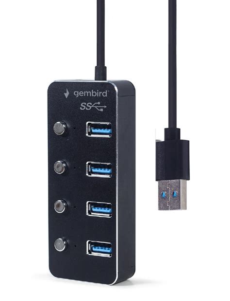 HUB USB 3 0 Cu 4 Porturi USB A Switch ON OFF Gembird UHB U3P4P 01