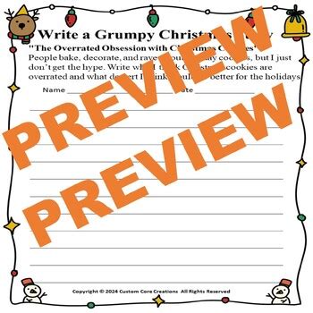 Write A Grumpy Christmas Story Writing Prompts Th Grade Tpt