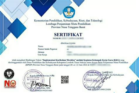 Sertifikat Peserta Bimtek Ikm Tidak Berdasarkan Mou Dinas Dikbud Lombok Timur Ntb Pos