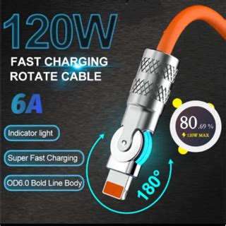 W Rotatable Super Fast Charging Cable A Gaming Zinc Alloy Liquid