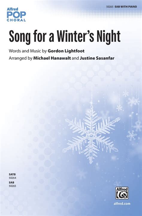 Song For A Winter S Night SAB Choral Octavo Gordon Lightfoot Sheet