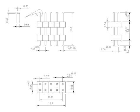 2 5mm Pitch Pin Header Basic Stack Type Double Row Straight P9108