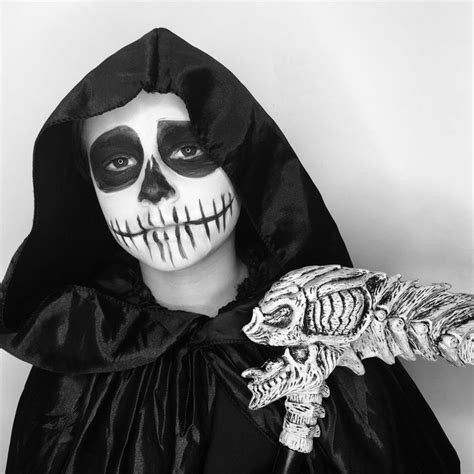 Kids Halloween makeup/ Grim Reaper/ face paint/ skeleton makeup ...