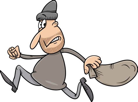 Cartoon Thief Man Running Away With Sack Vector Image