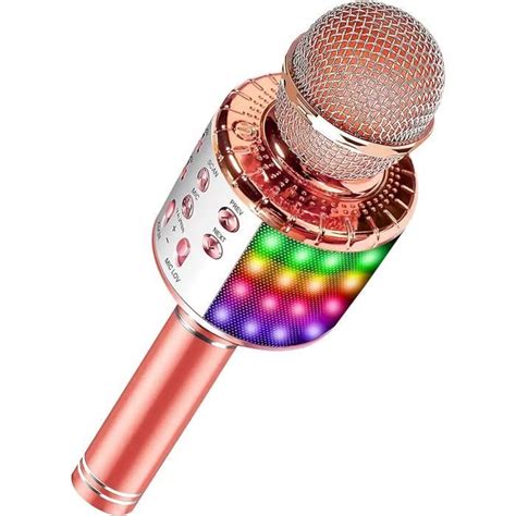 Microphone Karaok Sans Fil Bluetooth Avec Lumi Res Led Multicolores