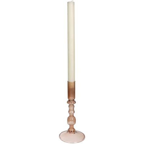 Candle Stick Glass Light Brown 9x9x19 5cm Groothandel Wiljan