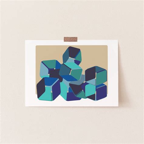 Blue Abstract Art Print, Geometric Wall Art, Modern Art Poster for Home ...