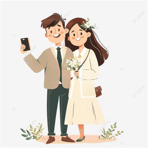 La Pareja Se Est Tomando Una Selfie Png Dibujos Pareja Autofoto