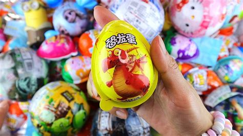 New Dino Kinder Joy Surprise Eggs Asmr Satisfying Video A Lot Of Candy 1 Youtube