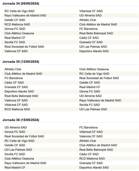 Calendario Completo De Laliga Las Jornadas