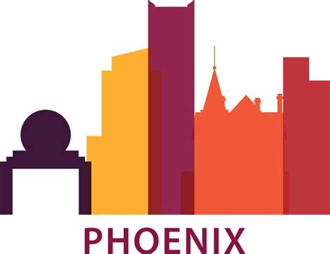 Phoenix city skyline silhouette logo Royalty Free Vector