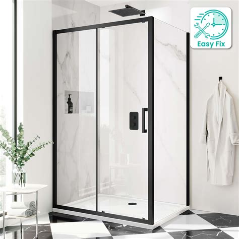 Hamburg Matt Black Sliding Shower Enclosure 1200x800mm