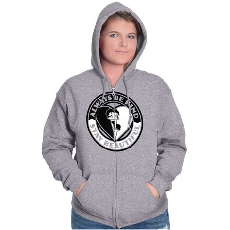 Betty Boop Always Be Kind Cute Zip Hoodie Sweatshirt Women Brisco