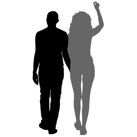 Premium Vector Silhouette Man And Woman Walking Hand In Hand