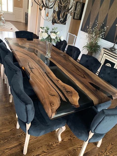 Custom Made Epoxy River Dinning Dining Table Top Made In Off