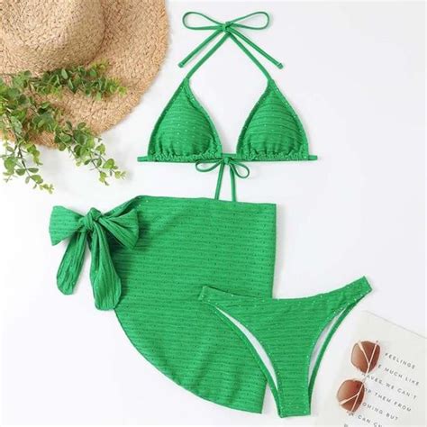 Ensemble de maillots de bain bikini 3 pièces sexy pour femmes Vert Vert Cdiscount Prêt à Porter