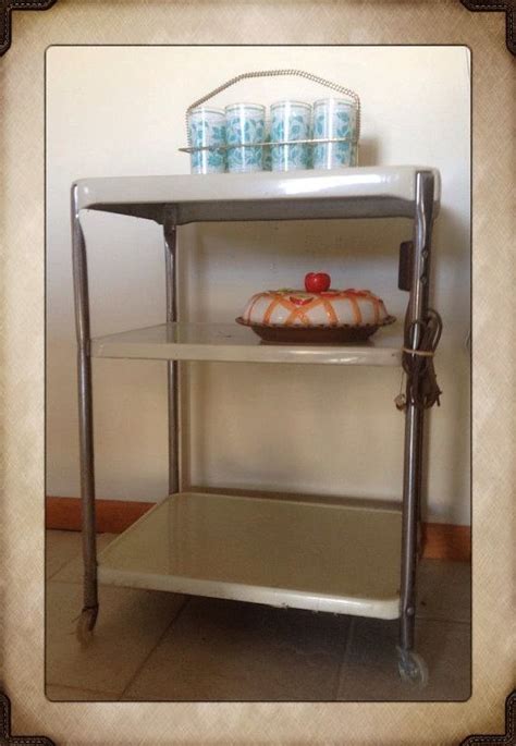 Vintage 1950s Beige Cosco Serving Cart3 Shelf Electric Outlet