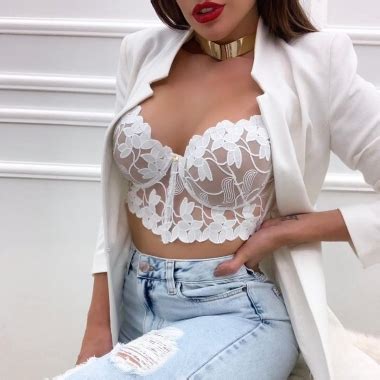 Conjunto Cropped e Calcinha Tule em Guipir Gardens Lingerie Moda Íntima Linha Noite