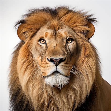 Premium AI Image | Closeup of lion face in front of white background AI generated image