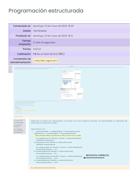 Puntos extra 1 autocalificable Programación estructurada RESPUESTA