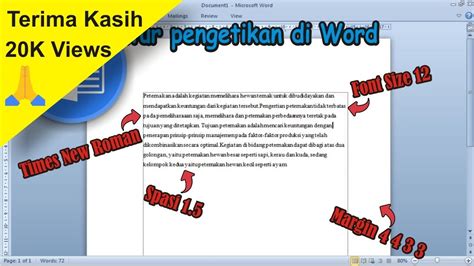 Cara Mengatur Ketikan Di Word Spasi Times New Roman Dan