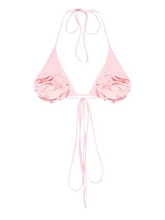 Magda Butrym floral appliqué Triangle Bikini Top Pink FARFETCH AO