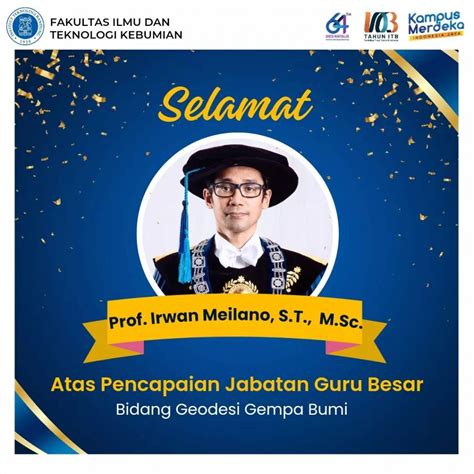 Fitb Itb Mengucapkan Selamat Kepada Prof Irwan Meilano S T M Sc