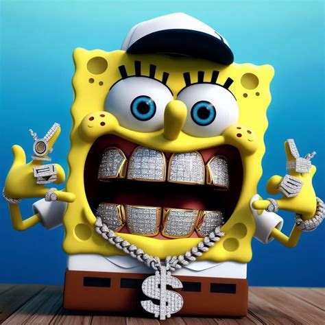 Sponge Bob Iced Out Android Wallpaper Vintage Swag Cartoon Art Parody