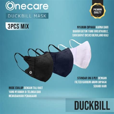 Jual Masker Duckbill Kain One Care Mask 3 Ply Lapis Earloop 3 Pcs Sni