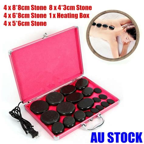 20pcs Hot Massage Stone Basalt Stones Set Rock SPA Oiled Massage Box