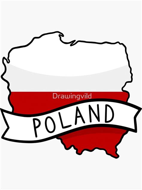 Poland Flag Map Sticker Sticker For Sale By Drawingvild Redbubble