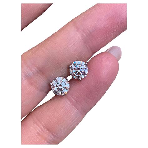 Round Diamond Stud Earrings GIA Certified 4.14 Carats in 18k White Gold