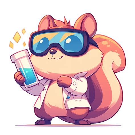 Premium Vector | A nimble squirrel scientist cartoon style