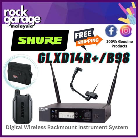 Shure Glxd14rb98 Digital Wireless Rackmount Instrument System With Wb98hc Gooseneck