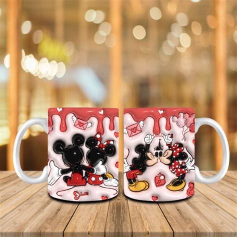 Caneca Mickey E Minnie - Caneca personalizada Mickey e Minnie com arte em 3D estilo inflado ...