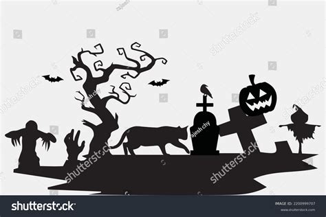 Cemetery Grave Clip Art Vector Silhouette Stock Vector (Royalty Free ...