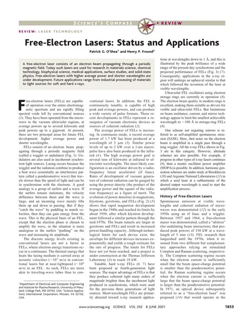 (PDF) Free-Electron Lasers: Status and Applications