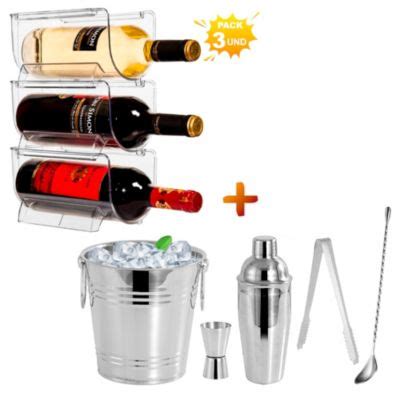 Pack X3 Organizador De Botellas Porta Vino Y Set De Bar 5 Piezas TZ5