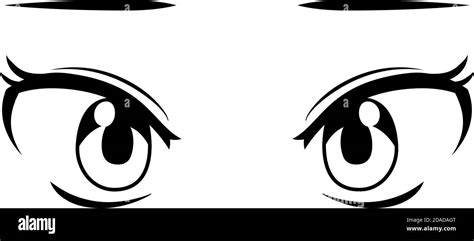 This Is A Illustration Of Monochrome Cute Anime Style Eyes In Normal