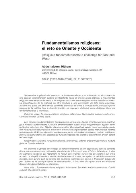 PDF Fundamentalismos Religiosos El Reto De Oriente Y PDF FileSe