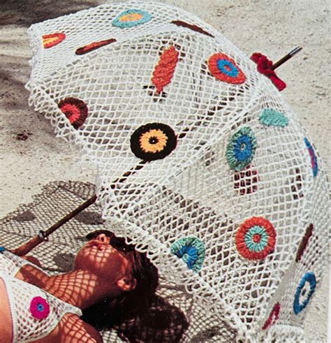 CROCHET PATTERN Vintage Crochet Bikini And Umbrella Set Instructions For Sm Md Lg PDF Digital