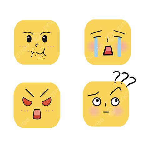 黃色可愛卡通emoji表情 Emoji 方形 卡通素材圖案，psd和png圖片免費下載