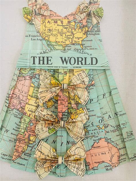 The World: Hand Folded Paper Map Origami Dress - Etsy